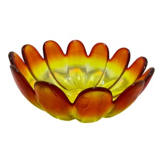 Indiana Glass Amberina 12-Petal Lotus Salad Bowl For Sale