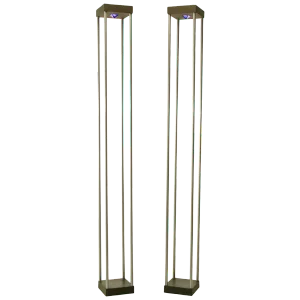 Memphis-Style Postmodern Floor Lamps With Cobalt Blue Glass Pyramids - a Pair
