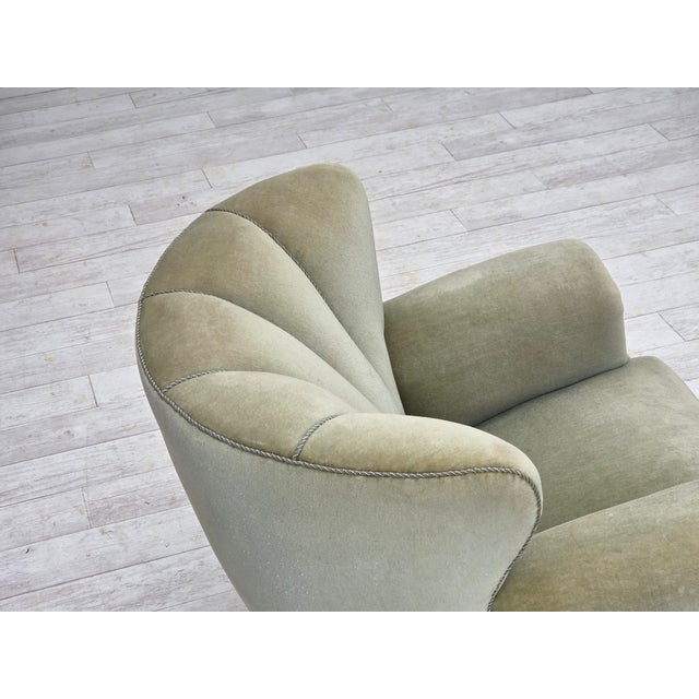 Danish Relax Armchair in Light Green Furniture Velour, 1970s For Sale - Image 10 of 18