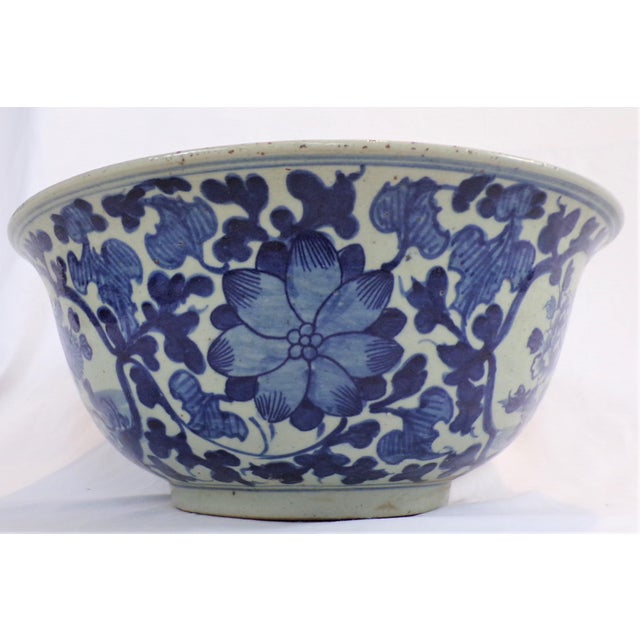 Large Chinoiserie Blue and White Bowl For Sale - Image 10 of 12