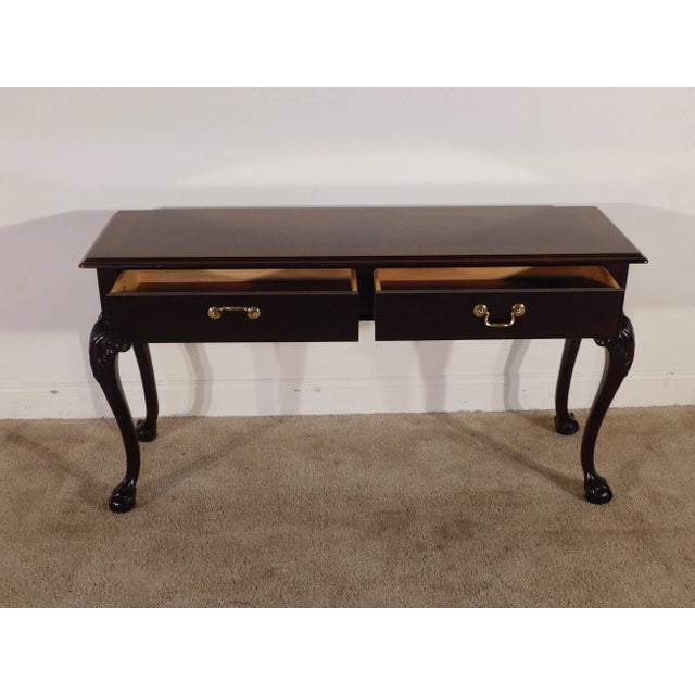 Brown Thomasville 18th Century Coll. Chippendale Inlaid Mahogany Console Sofa Table For Sale - Image 8 of 13