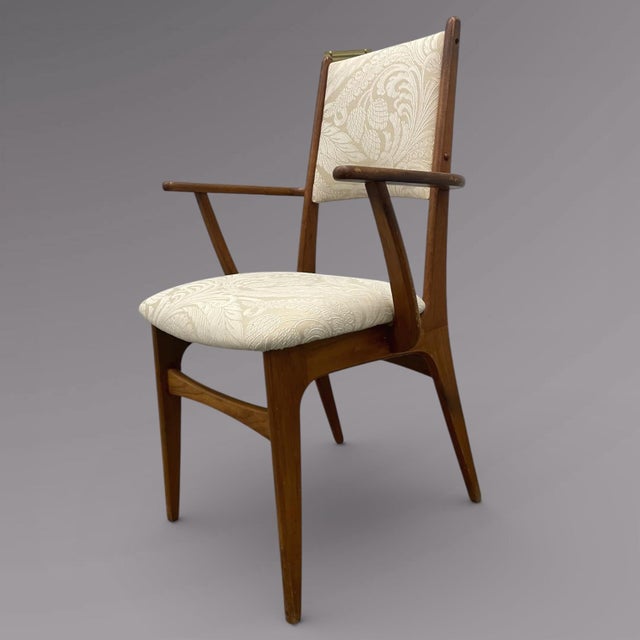 1960s Mid Century Danish Teak Wood Arm Chair With Sculpted Frame For Sale - Image 5 of 6