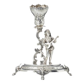 19th Century Silver Troubadour Toothpick Holder in Silver For Sale