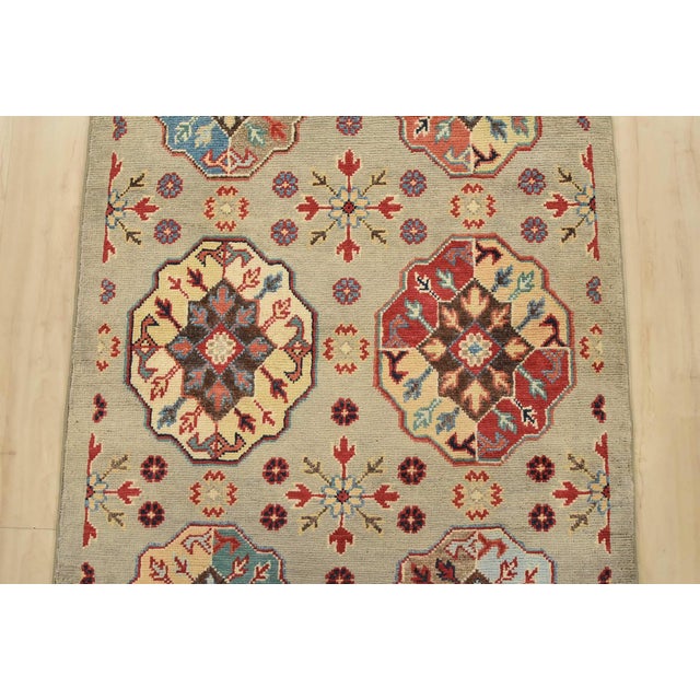 Kazak Runner 2’8” X 9’5” Gray Wool Tribal Hand-Knotted Oriental Rug For Sale - Image 9 of 13