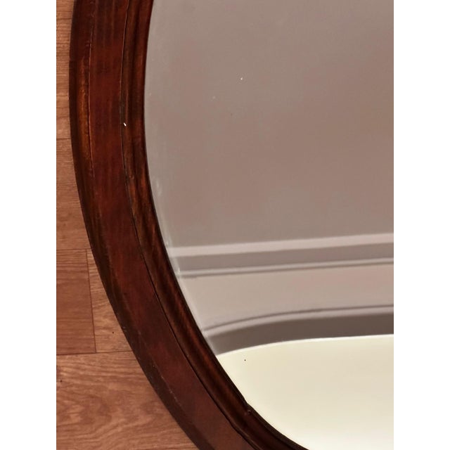 1970s Vintage Oval Mirror in Stained Wood, 1970s For Sale - Image 5 of 17
