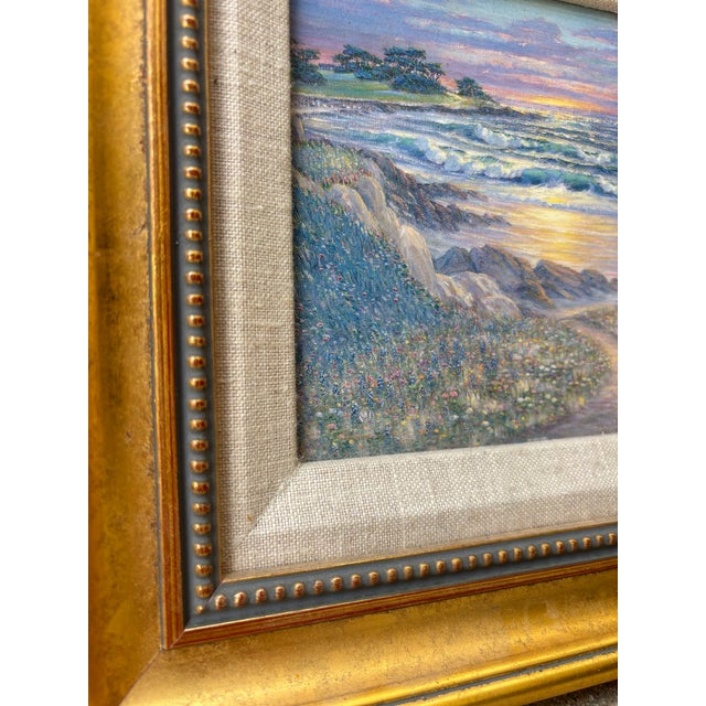 American Vintage Signed George J Bleich Framed Seascape “Sundown at Cypress Point” Original Oil Painting For Sale - Image 3 of 5