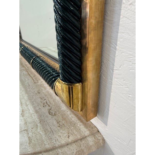 Italian Console with Mirror, Lacquered Dark Green Sophisticated console and mirror set in the Italian neoclassical style....