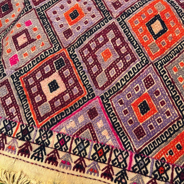 Boho Chic 1960s Nomadic Embroidery Cecim Kilim Rug For Sale - Image 3 of 9