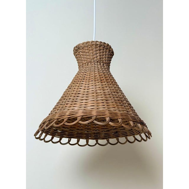Wood Handcrafted Rattan Diabolo Pendant Light in the style of Kalmar, 1960s For Sale - Image 7 of 15