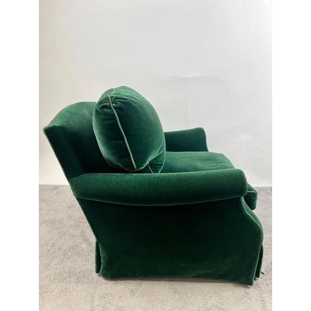 Hollywood Regency Style Custom Overstuffed Emerald Velvet Armchair For Sale - Image 4 of 17