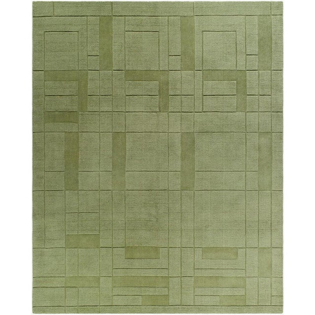 Art Deco Frank Lloyd Wright Foundation x SURYA Luxuries Handmade Rug Sage 9x12 For Sale - Image 3 of 3