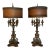 Mid 20th Century Monumental Spanish Colonial Wood & Wrought Iron Table Lamps With Wood Lampshades - a Pair For Sale