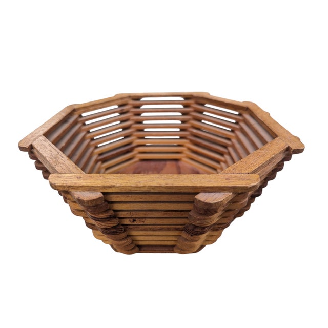 Vintage Popsicle Stick Folk Art Decorative Bowl For Sale - Image 4 of 15