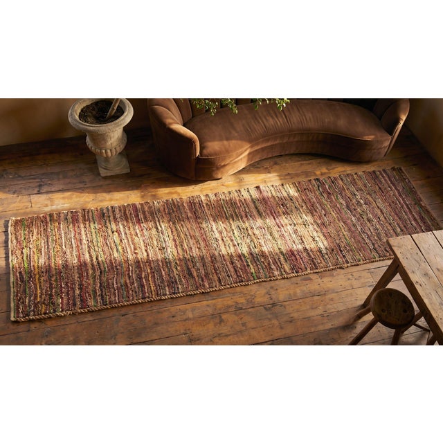 1920s Multi Brown Stripe Antique American Shaker Rug 3' X 23'3" Knotted Pile Wool Carpet For Sale - Image 18 of 18