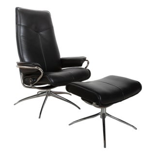 Set of City Leather Chair and Ottoman from Stressless For Sale