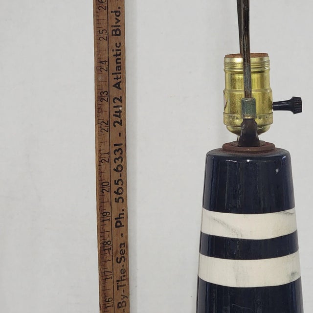 Large Mid Century Modern Italian Striped Ceramic Lamps - a Pair For Sale - Image 4 of 5