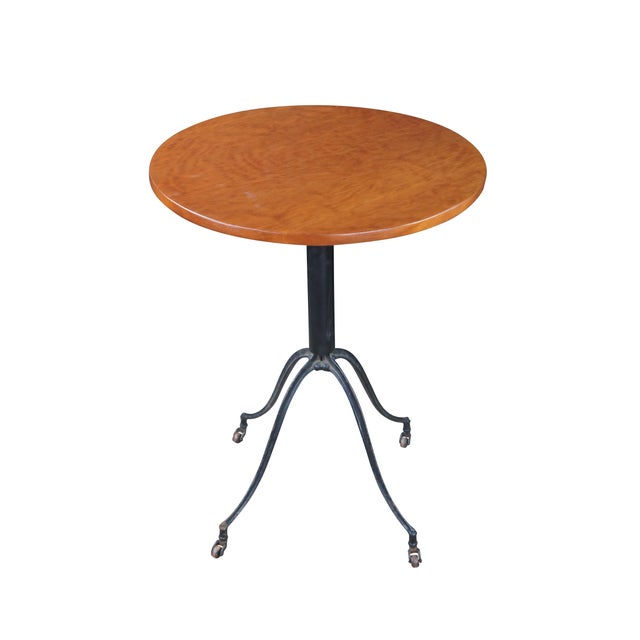 Industrial Industrial Cast Iron Round Cherry Side Accent Table Pedestal Plant Stand 29" For Sale - Image 3 of 10