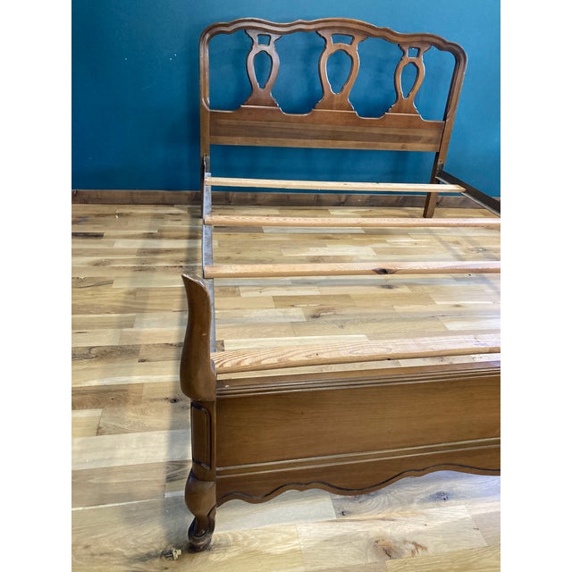 1950s MidCentury Solid Wood French Provincial Full Size Bed Frame