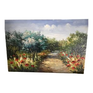 1950s Oil Painting of a Garden Walk