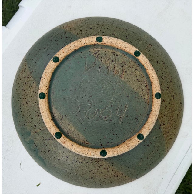 Signed Contemporary Studio Pottery Stoneware Bowl With Bird of Paradise Motif For Sale - Image 10 of 10