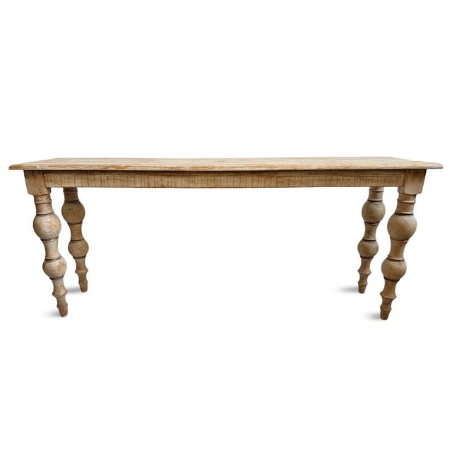 Farmhouse Washed Ball Leg Console Table For Sale - Image 3 of 8
