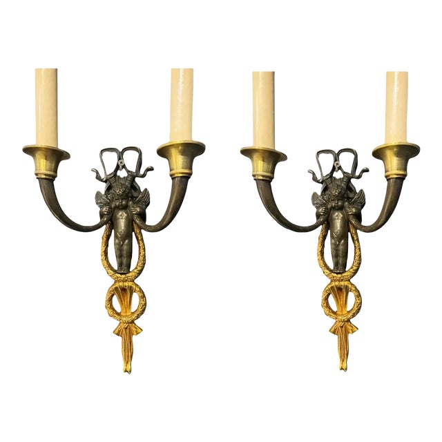 19th Century Cherubs Empire Sconces - a Pair For Sale