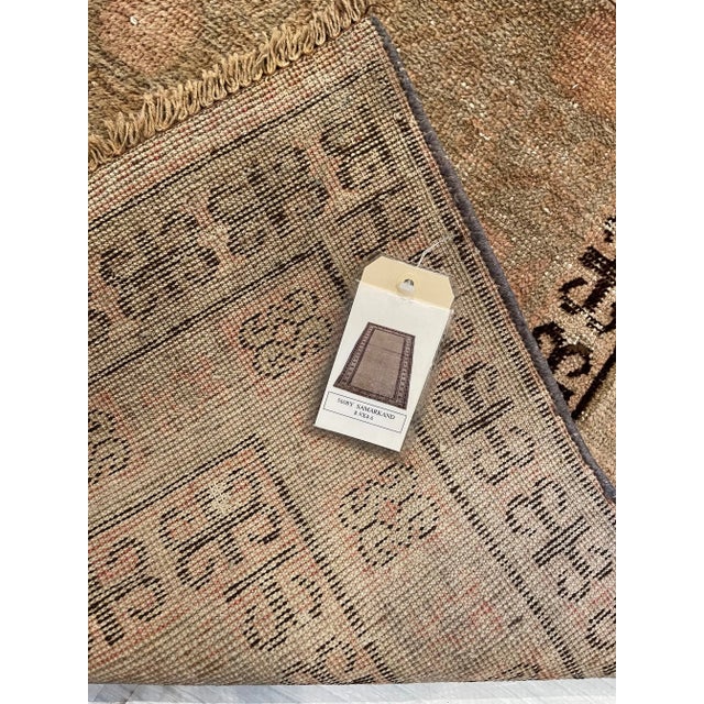 Tan 19th Century Muted Design Samarkand Rug For Sale - Image 8 of 9