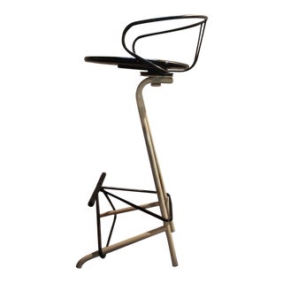 1980's Italian Black and White Stool For Sale