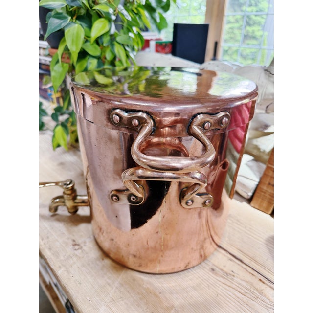 Metal Antique English Copper Stock Pot With Lid For Sale - Image 7 of 15