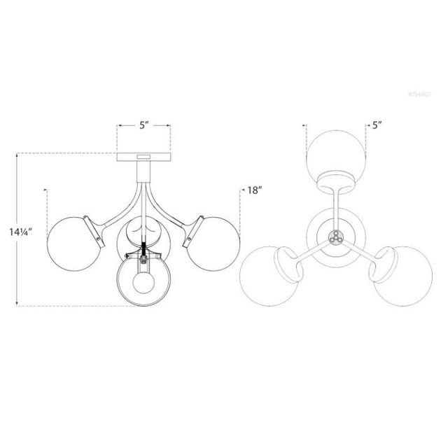Modern Kate Spade New York for Visual Comfort Signature Prescott Medium Semi-Flush Mount in Soft Brass with White Glass For Sale - Image 3 of 3