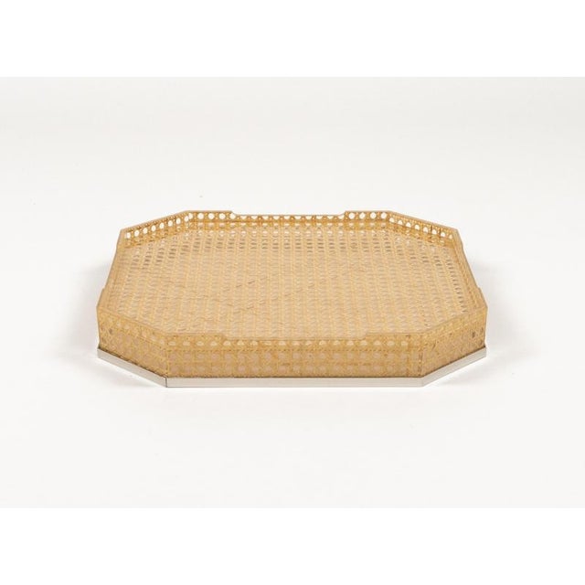 Centerpiece in Acrylic Glass, Wicker and Brass in the style of Christian Dior, Italy, 1970s For Sale - Image 11 of 14