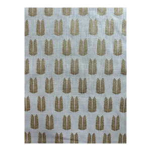 Erika Powell Textiles Amazing Linen Print Fabric- Leaf 2 Yards Gilded Ivory