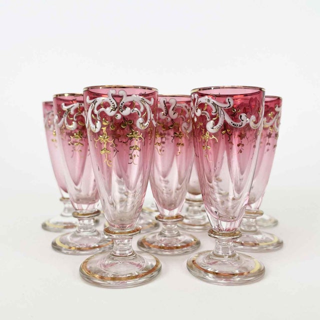 Gilded Metal Liquor Service with Flower Vase, Late 19th Century, Set of 18 For Sale - Image 3 of 11
