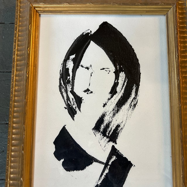 Contemporary original abstract female portrait painting. Measures approximately 7x12 or 9.5x13.5 framed. Check out my shop...