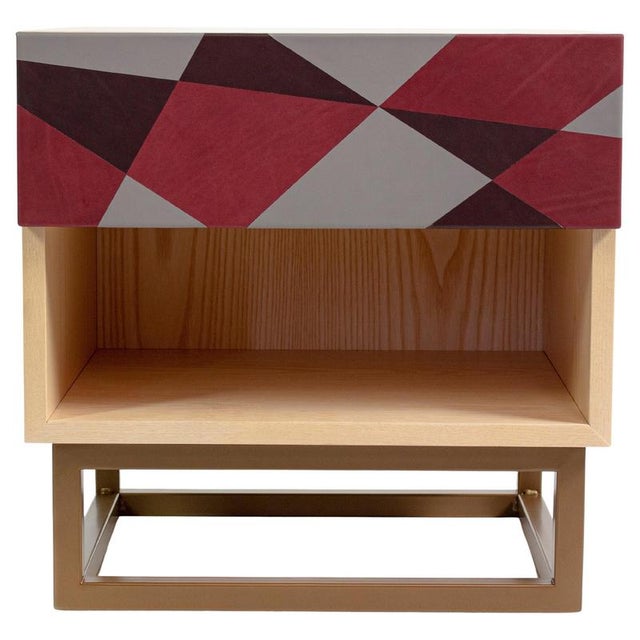 White Seasons Bedside Table in Metal and Leather by Oscar Maschera For Sale - Image 8 of 8