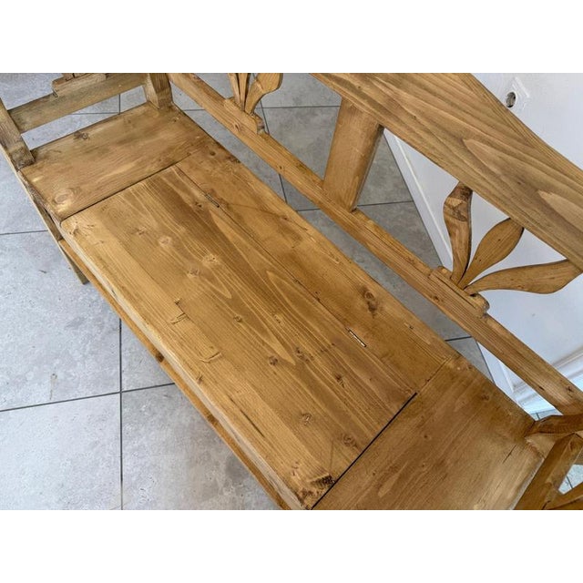 Biedermeier Style Storage Bench in Spruce For Sale - Image 4 of 11