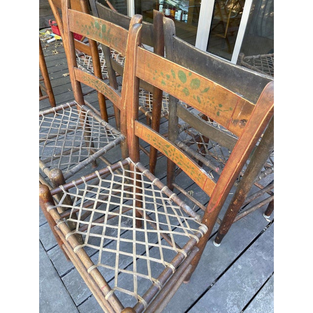 Antique 19th Century Folk Art Woven Rawhide Chairs – Set of 9 For Sale - Image 9 of 12