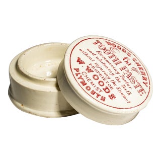 Neat Antique Victorian Woods Cherry Tooth Paste Pot Lidded Advertising Jar Plymouth England Home Decor For Sale