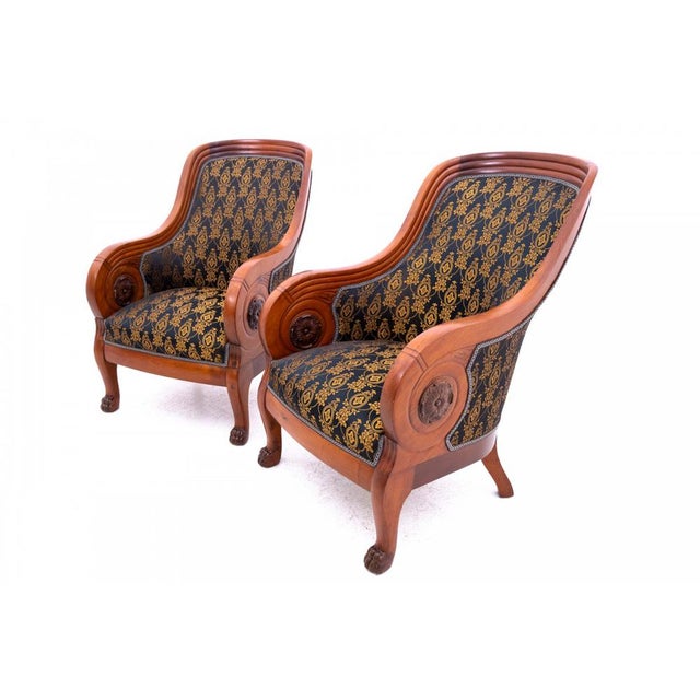 Wood Antique Biedermeier Living Room Set, 1870s, Set of 3 For Sale - Image 7 of 12
