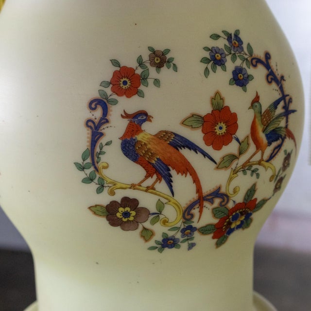 Early 20th Century Chinoiserie to Art Deco to Art Nouveau Pendant Lights Hand Painted Avian a Pair For Sale - Image 10 of 18
