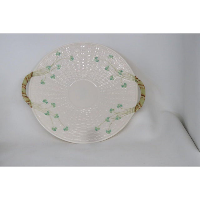 Mid 20th Century Belleek Classic Mid Century Shamrock Tea Ware Cake Plate Irish Porcelain 4690b For Sale - Image 9 of 18