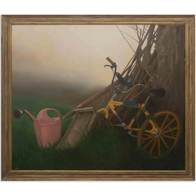 1990s Adolfo Lorenzetti, The Bicycle, Oil on Canvas, 1992 For Sale - Image 5 of 5