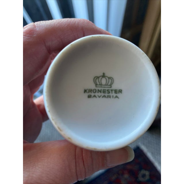 Elegant espresso service for two! Kronestar Bavaria cups with silver trim and separate holder with silver plated sugar...