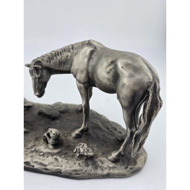 1970s Polland Franklin Mint Pewter Horse Mare Foal Newborn Western Wildlife Figurine For Sale - Image 4 of 15