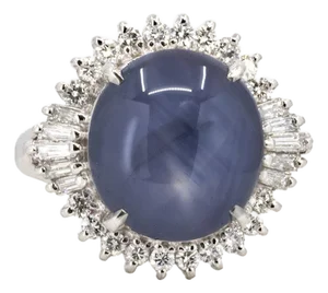 Late 20th Century Platinum Star Sapphire Ring, Size 5