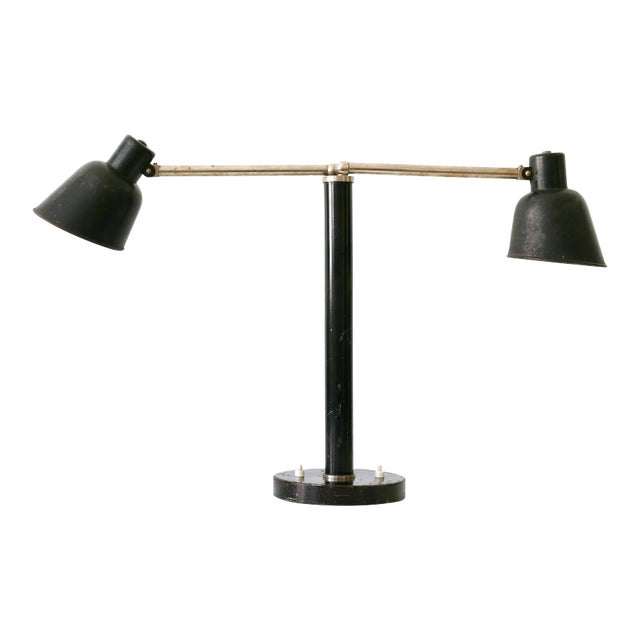 German Bauhaus Metal 2-Armed Table Lamp from Bünte und Remmler, 1920s For Sale