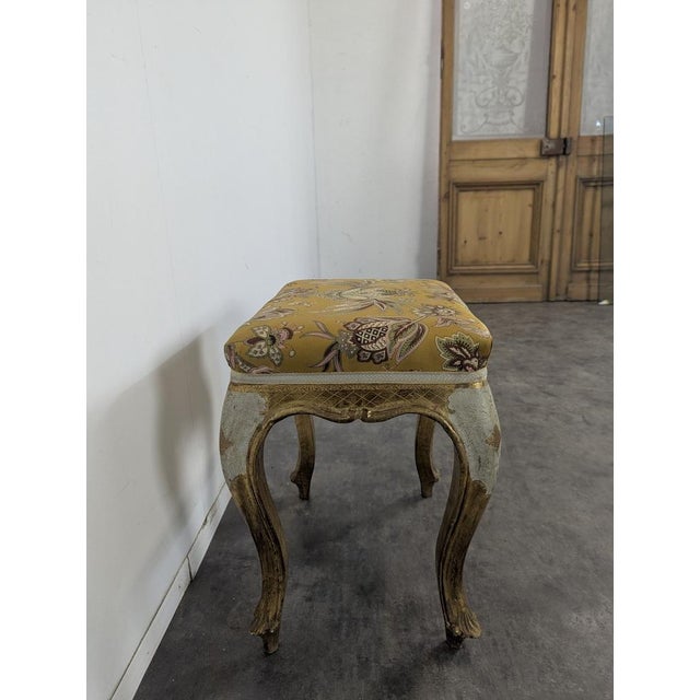 Venetian Upholstered Giltwood Stool For Sale - Image 4 of 6