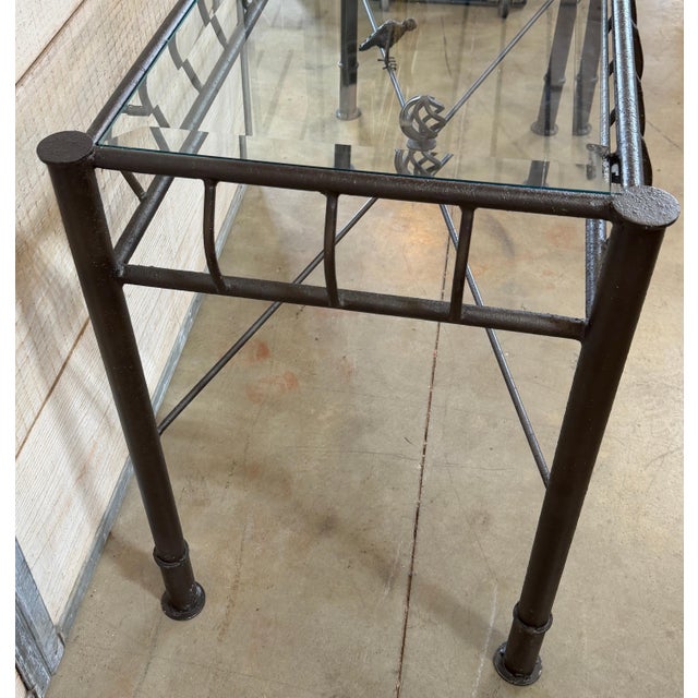Ilana Goor Forged Iron & Beveled Glass Console Table, Israel/USA, Circa 1980s For Sale - Image 9 of 14
