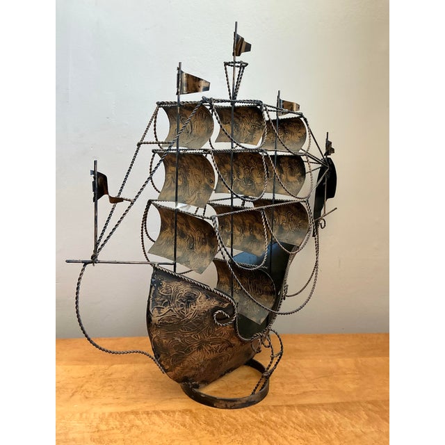 Vintage Monumental Iron Nautical Ship Lamp For Sale - Image 11 of 12