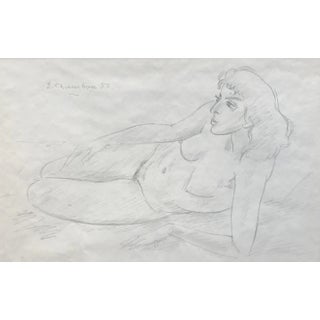Emile-François Chambon, Jeune Femme nue, 1957, Pencil on Paper For Sale